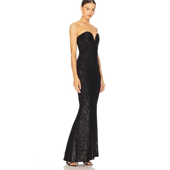NEW NWT Nookie Revolve Lumiere Sequin Gown Black size Small - Picture 2 of 9